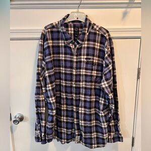 Harley Davidson Flannel Shirt Mens 3XL Blue Black Plaid Button Down Heavyweight